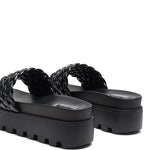 SUNDAE PLATFORM SLIDES WITH WOVEN TEXTURED STRAPS-Evergreen Boutique