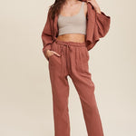 Long Sleeve Button Down and Long Pants Sets-Evergreen Boutique