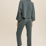 Long Sleeve Button Down and Long Pants Sets-Evergreen Boutique