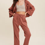 Long Sleeve Button Down and Long Pants Sets-Evergreen Boutique