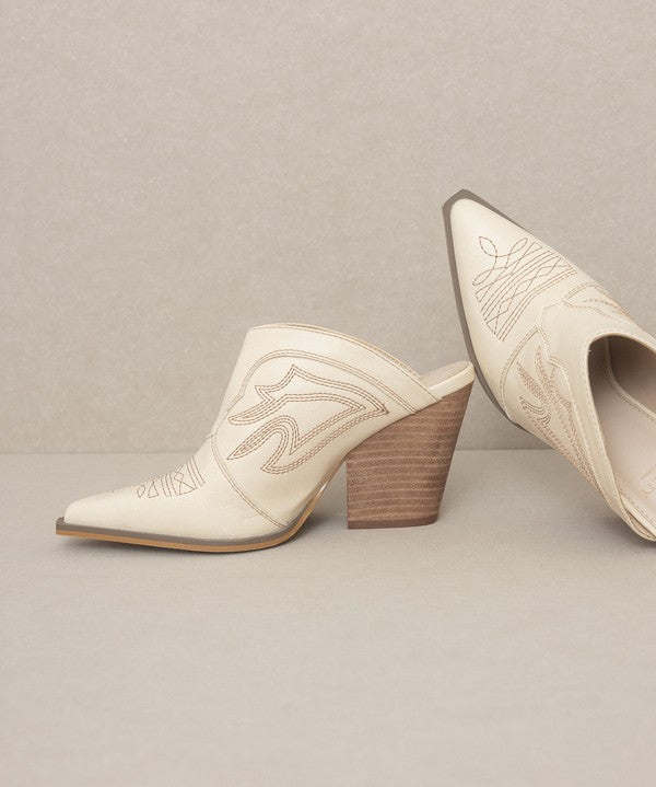 Oasis Society Kiara - Western Inspired Heeled Mule - Evergreen Boutique