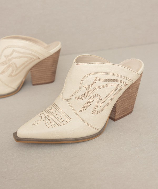 Oasis Society Kiara - Western Inspired Heeled Mule - Evergreen Boutique