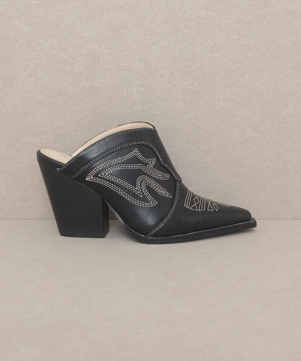 Oasis Society Kiara - Western Inspired Heeled Mule - Evergreen Boutique