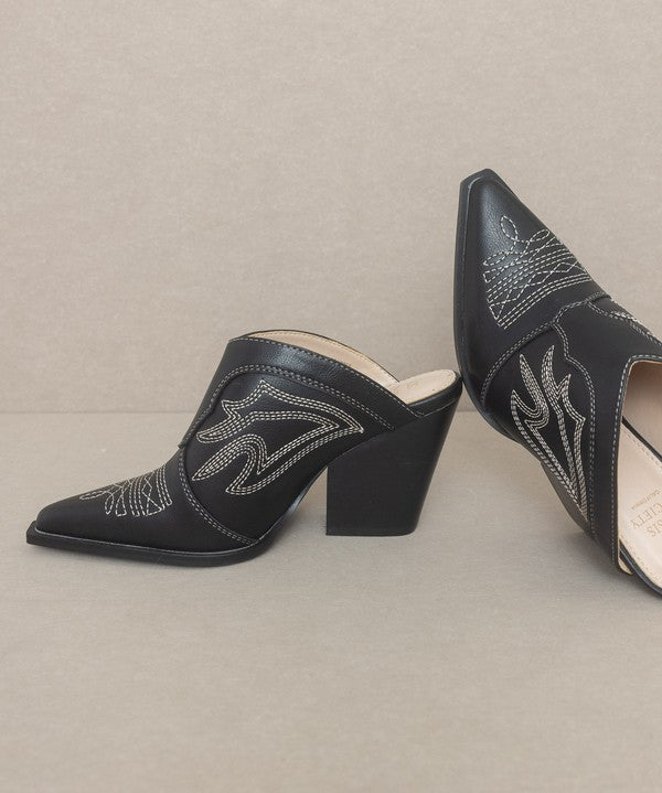 Oasis Society Kiara - Western Inspired Heeled Mule - Evergreen Boutique