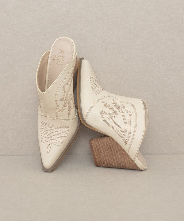 Oasis Society Kiara - Western Inspired Heeled Mule - Evergreen Boutique