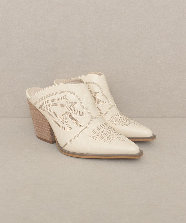 Oasis Society Kiara - Western Inspired Heeled Mule - Evergreen Boutique