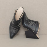 Oasis Society Kiara - Western Inspired Heeled Mule - Evergreen Boutique