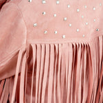 Studded Fringe Open Western Jacket - Evergreen Boutique