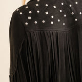 Studded Fringe Open Western Jacket - Evergreen Boutique