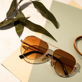 Caramel High Quality Unisex Aviator Sunglasses-Evergreen Boutique