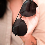 Black Black Unisex Aviator Sunglasses-Evergreen Boutique