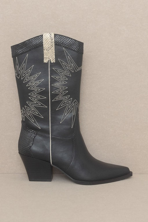 OASIS SOCIETY Halle - Paneled Cowboy Boot-Evergreen Boutique