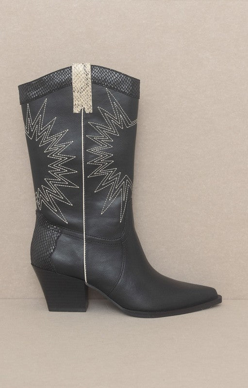 OASIS SOCIETY Halle - Paneled Cowboy Boot-Evergreen Boutique