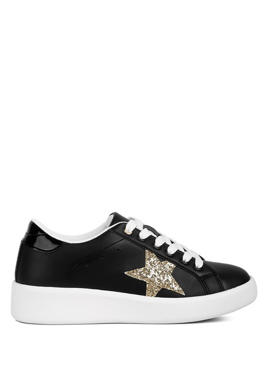 Starry Glitter Star Detail Sneakers-Evergreen Boutique