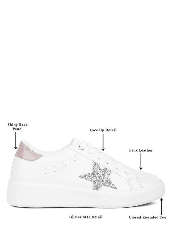 Starry Glitter Star Detail Sneakers-Evergreen Boutique