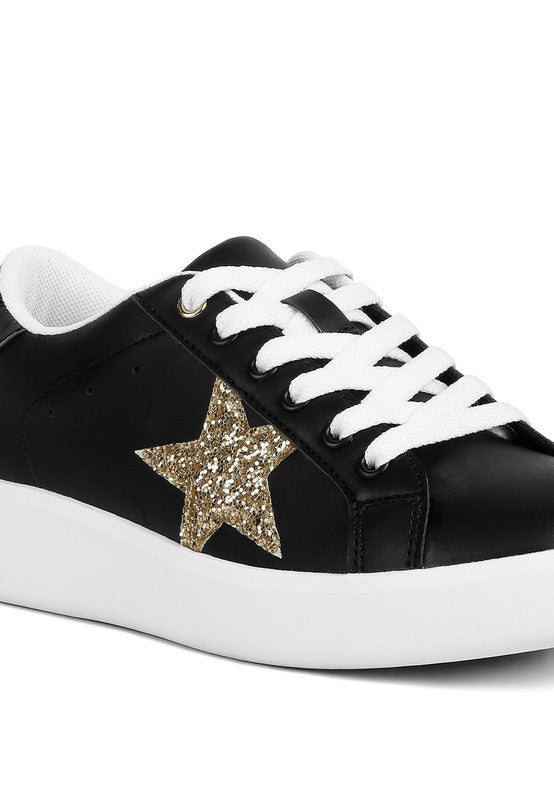 Starry Glitter Star Detail Sneakers-Evergreen Boutique