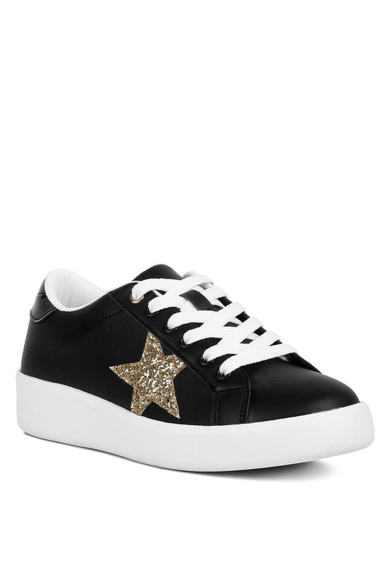 Starry Glitter Star Detail Sneakers-Evergreen Boutique