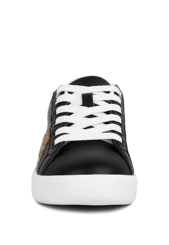 Starry Glitter Star Detail Sneakers-Evergreen Boutique