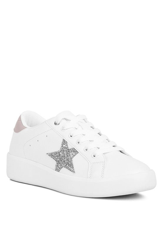 Starry Glitter Star Detail Sneakers-Evergreen Boutique