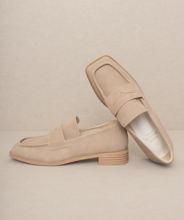 OASIS SOCIETY June - Square Toe Penny Loafers-Evergreen Boutique