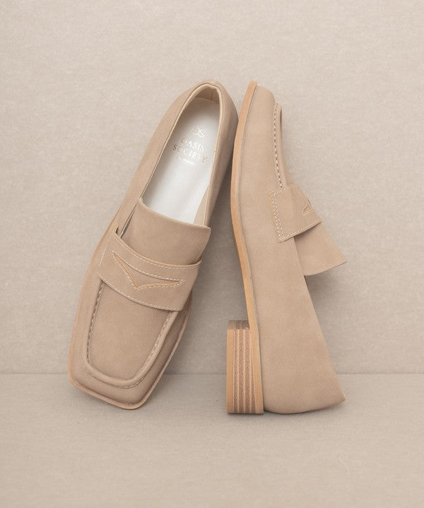 OASIS SOCIETY June - Square Toe Penny Loafers-Evergreen Boutique