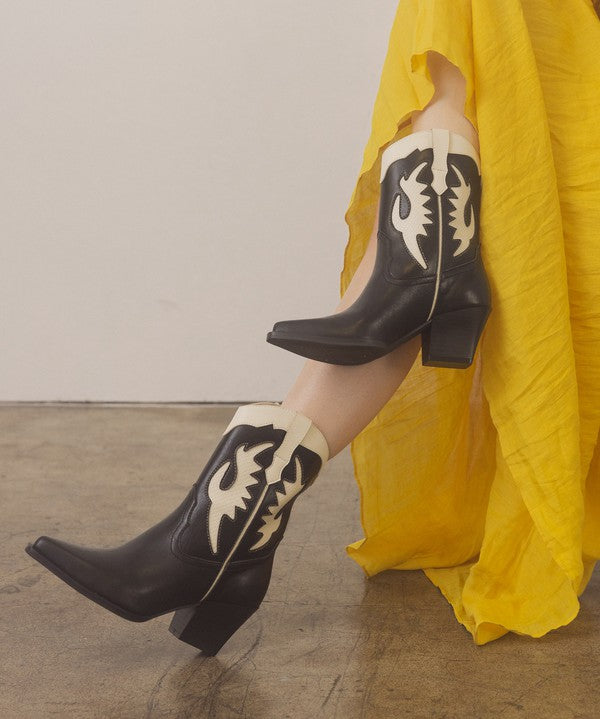 OASIS SOCIETY Houston - Layered Panel Cowboy Boot-Evergreen Boutique