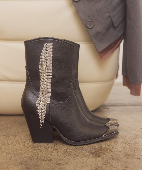 OASIS SOCIETY Kai - Rhinestone Fringe Boot-Evergreen Boutique