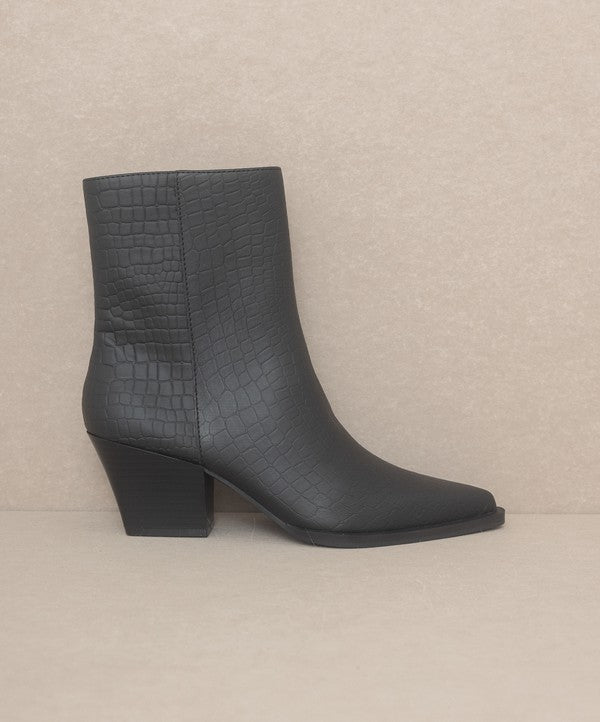 OASIS SOCIETY Miley - Alligator Print Bootie-Evergreen Boutique