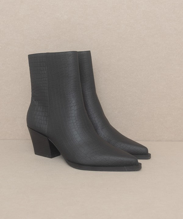 OASIS SOCIETY Miley - Alligator Print Bootie-Evergreen Boutique