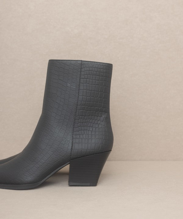 OASIS SOCIETY Miley - Alligator Print Bootie-Evergreen Boutique