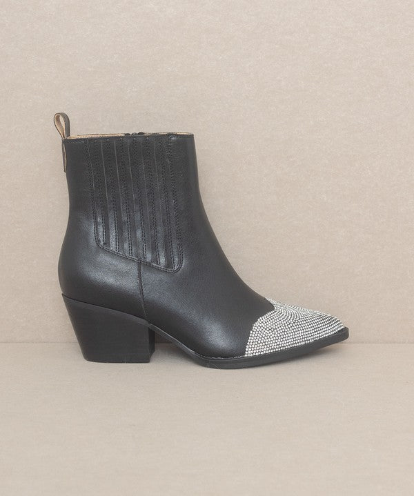 OASIS SOCIETY Zuri - Rhinestone Toed Bootie-Evergreen Boutique