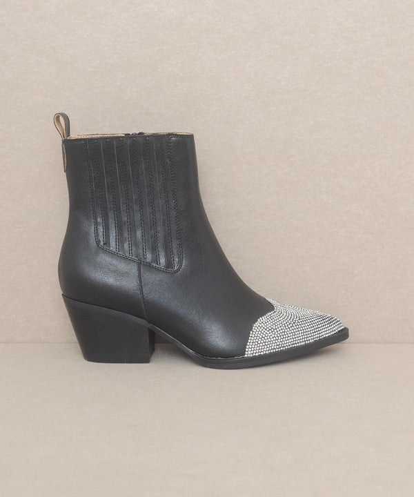 OASIS SOCIETY Zuri - Rhinestone Toed Bootie-Evergreen Boutique