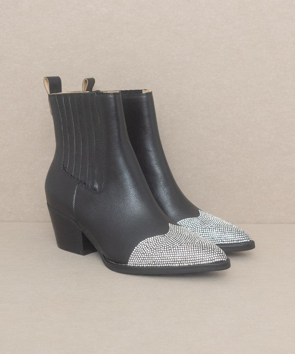 OASIS SOCIETY Zuri - Rhinestone Toed Bootie-Evergreen Boutique