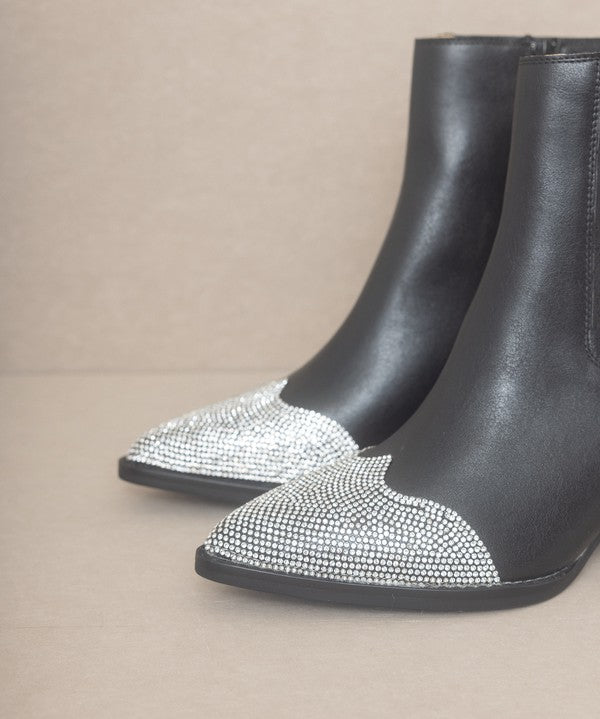 OASIS SOCIETY Zuri - Rhinestone Toed Bootie-Evergreen Boutique