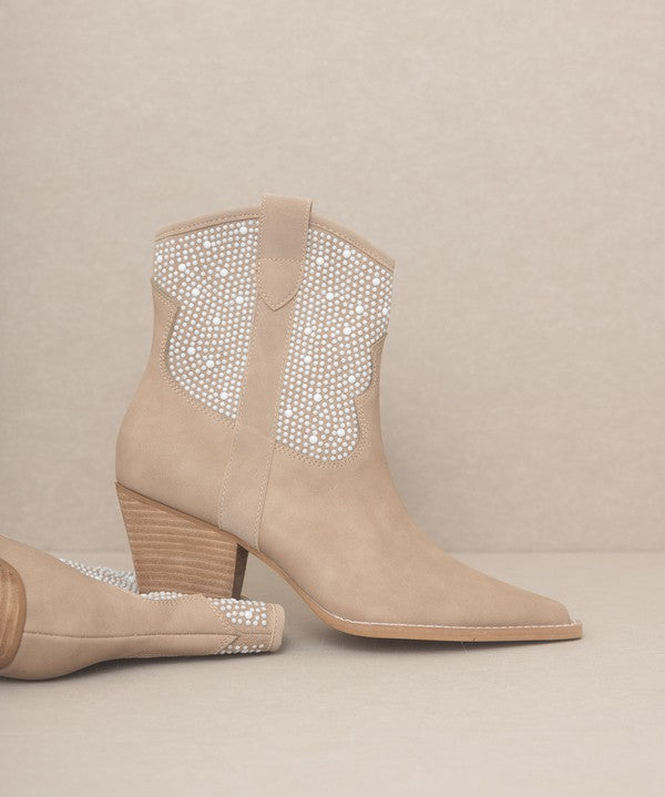 OASIS SOCIETY Cannes - Pearl Studded Western Boot-Evergreen Boutique