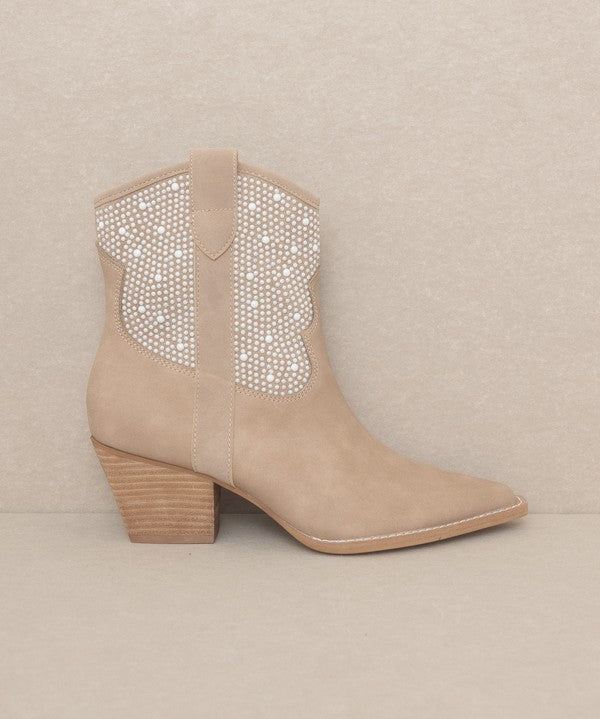 OASIS SOCIETY Cannes - Pearl Studded Western Boot-Evergreen Boutique