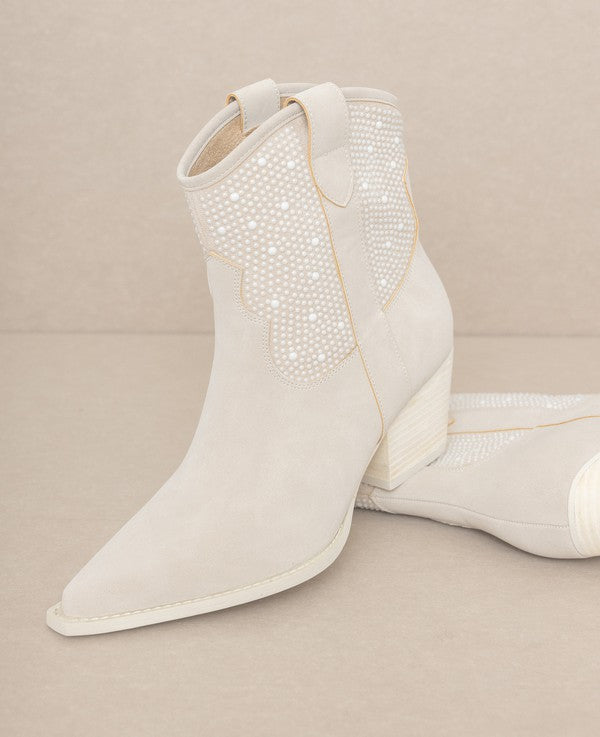 OASIS SOCIETY Cannes - Pearl Studded Western Boot-Evergreen Boutique