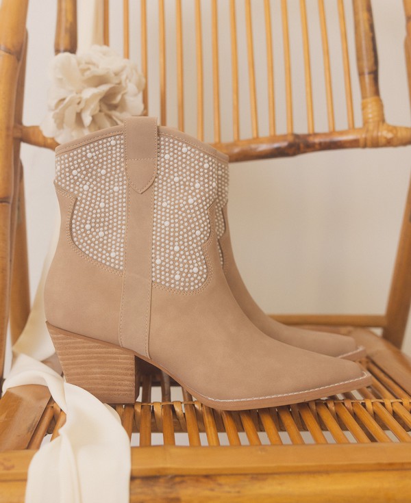 OASIS SOCIETY Cannes - Pearl Studded Western Boot-Evergreen Boutique