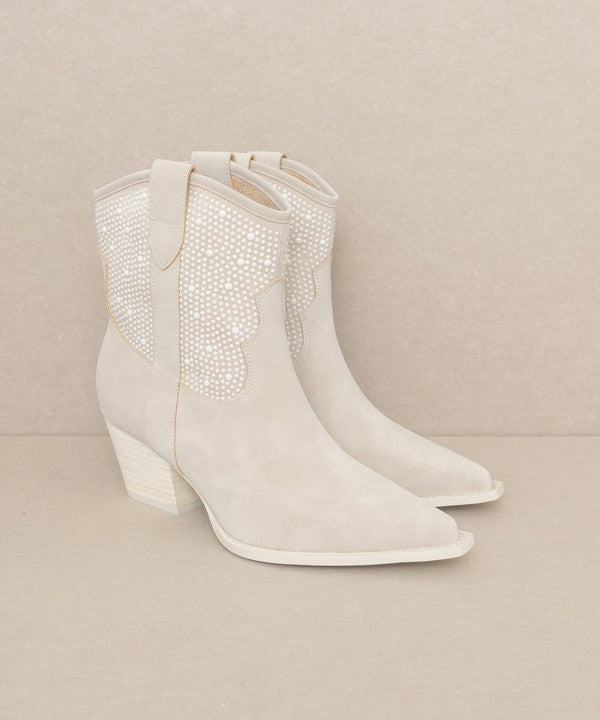 OASIS SOCIETY Cannes - Pearl Studded Western Boot-Evergreen Boutique