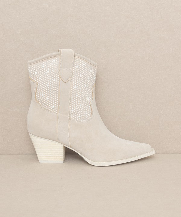 OASIS SOCIETY Cannes - Pearl Studded Western Boot-Evergreen Boutique