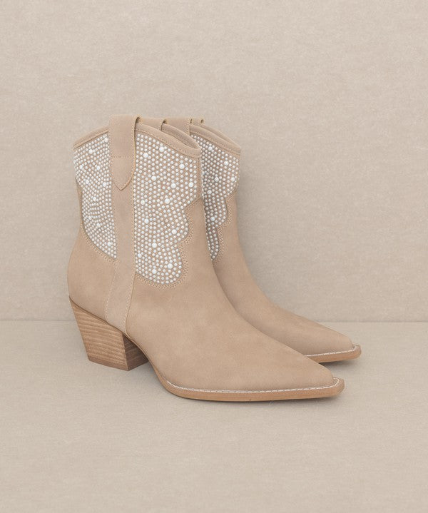 OASIS SOCIETY Cannes - Pearl Studded Western Boot-Evergreen Boutique