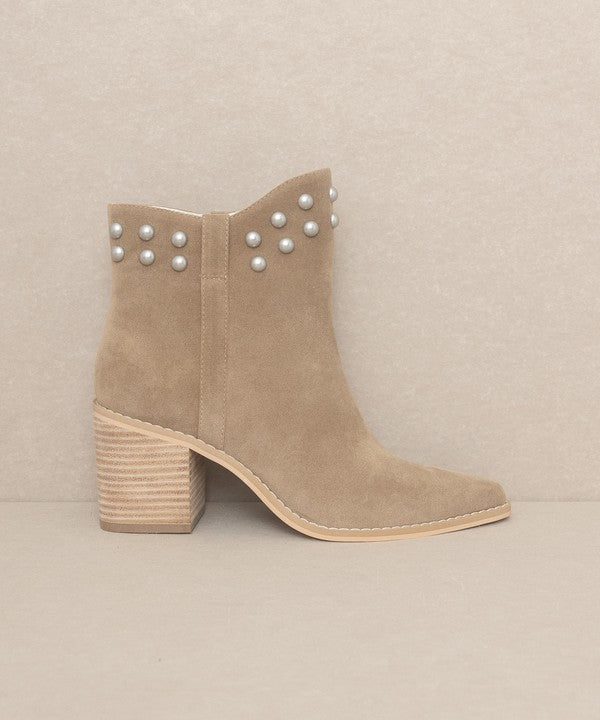 OASIS SOCIETY Alofi - Studded Collar Bootie-Evergreen Boutique