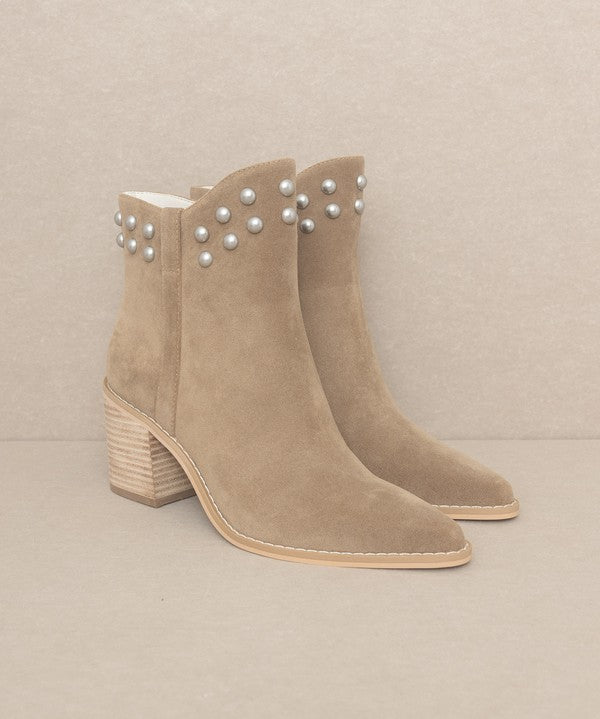 OASIS SOCIETY Alofi - Studded Collar Bootie-Evergreen Boutique