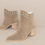 OASIS SOCIETY Alofi - Studded Collar Bootie-Evergreen Boutique