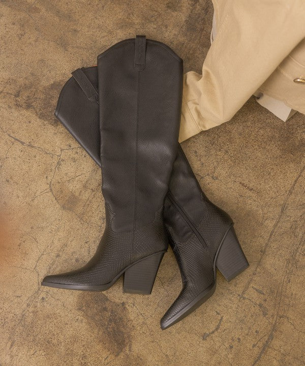 OASIS SOCIETY Barcelona - Knee High Western Boot-Evergreen Boutique