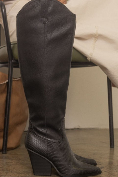 OASIS SOCIETY Barcelona - Knee High Western Boot-Evergreen Boutique