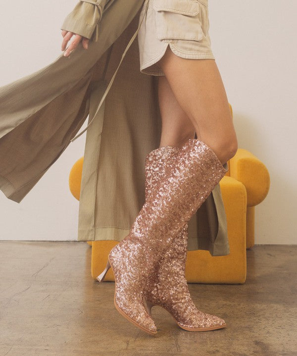 OASIS SOCIETY Jewel - Knee High Sequin Boot-Evergreen Boutique