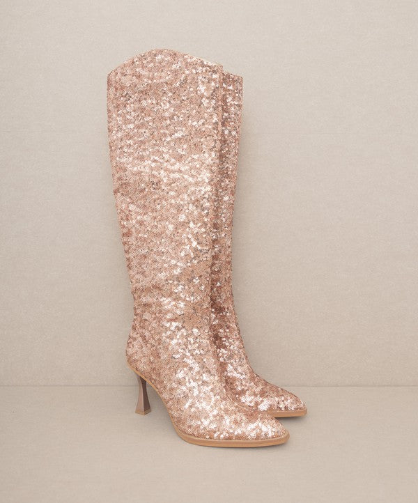 OASIS SOCIETY Jewel - Knee High Sequin Boot-Evergreen Boutique