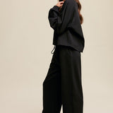 V-neck Sweatshirt and Pants Set-Evergreen Boutique