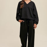 V-neck Sweatshirt and Pants Set-Evergreen Boutique